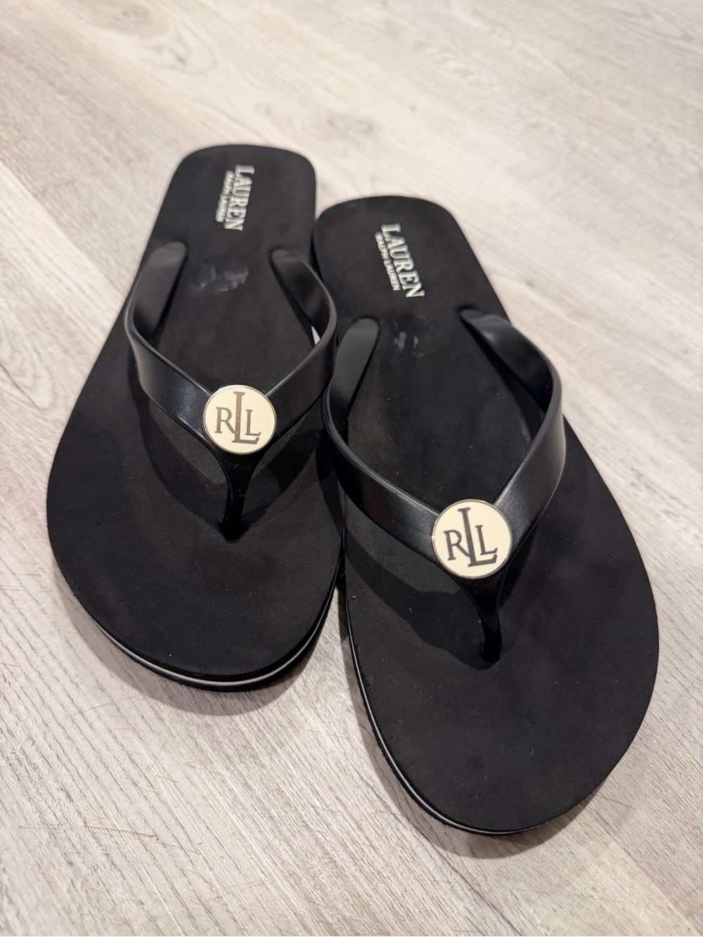 NEW Lauren Ralph Lauren Rosalind Flip Flop Black Sandals
